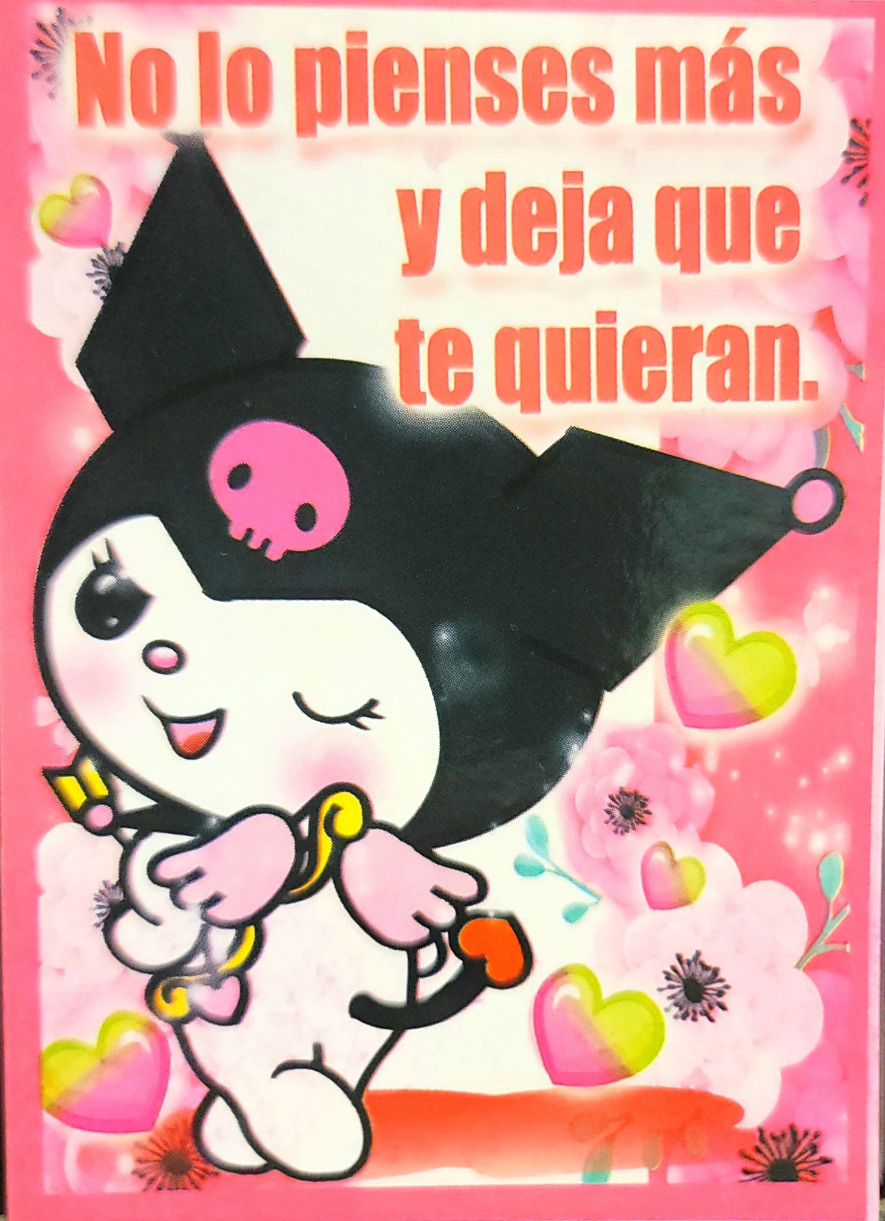 A Kuromi card written in spanish