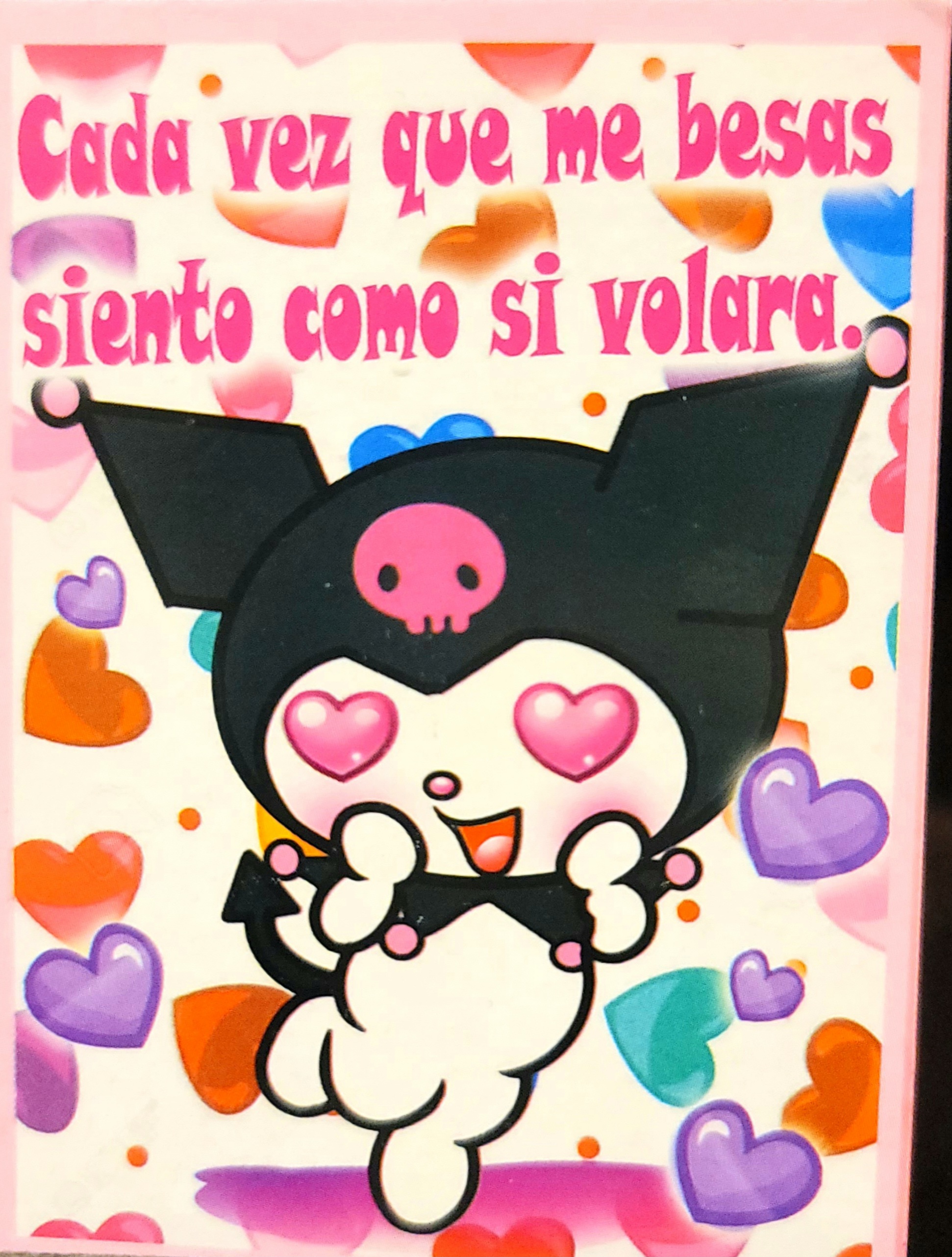 A Kuromi card written in spanish